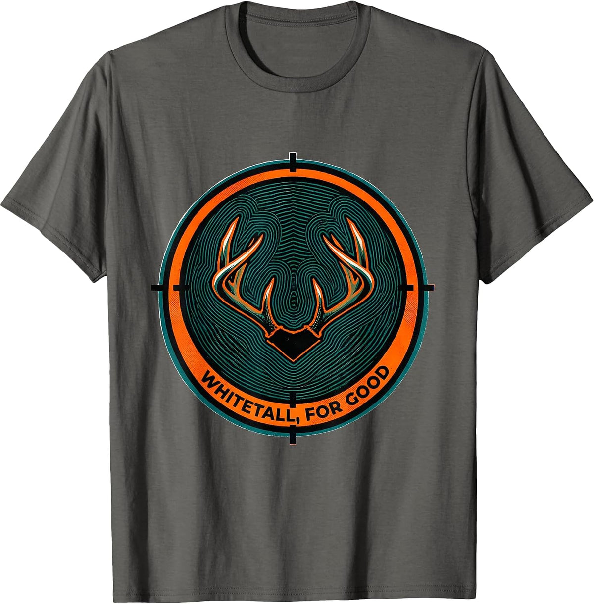 Whitetail For Good Risograph Deer Hunting Camo Dad Humor T-Shirt - Asphalt Grey