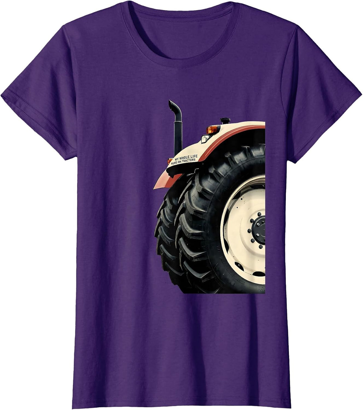 Women's My Whole Life Runs On Tractors Funny Farm Dad Tractor Lover T-Shirt - Purple