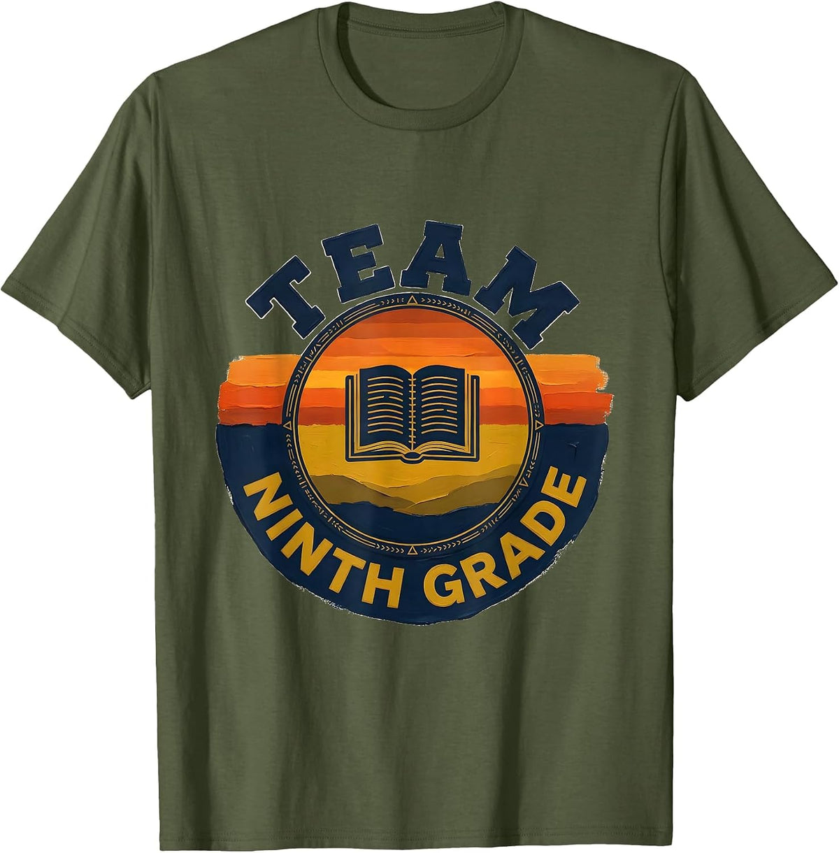 Team Ninth Grade Retro Teacher Back To School T-Shirt - Olive Green