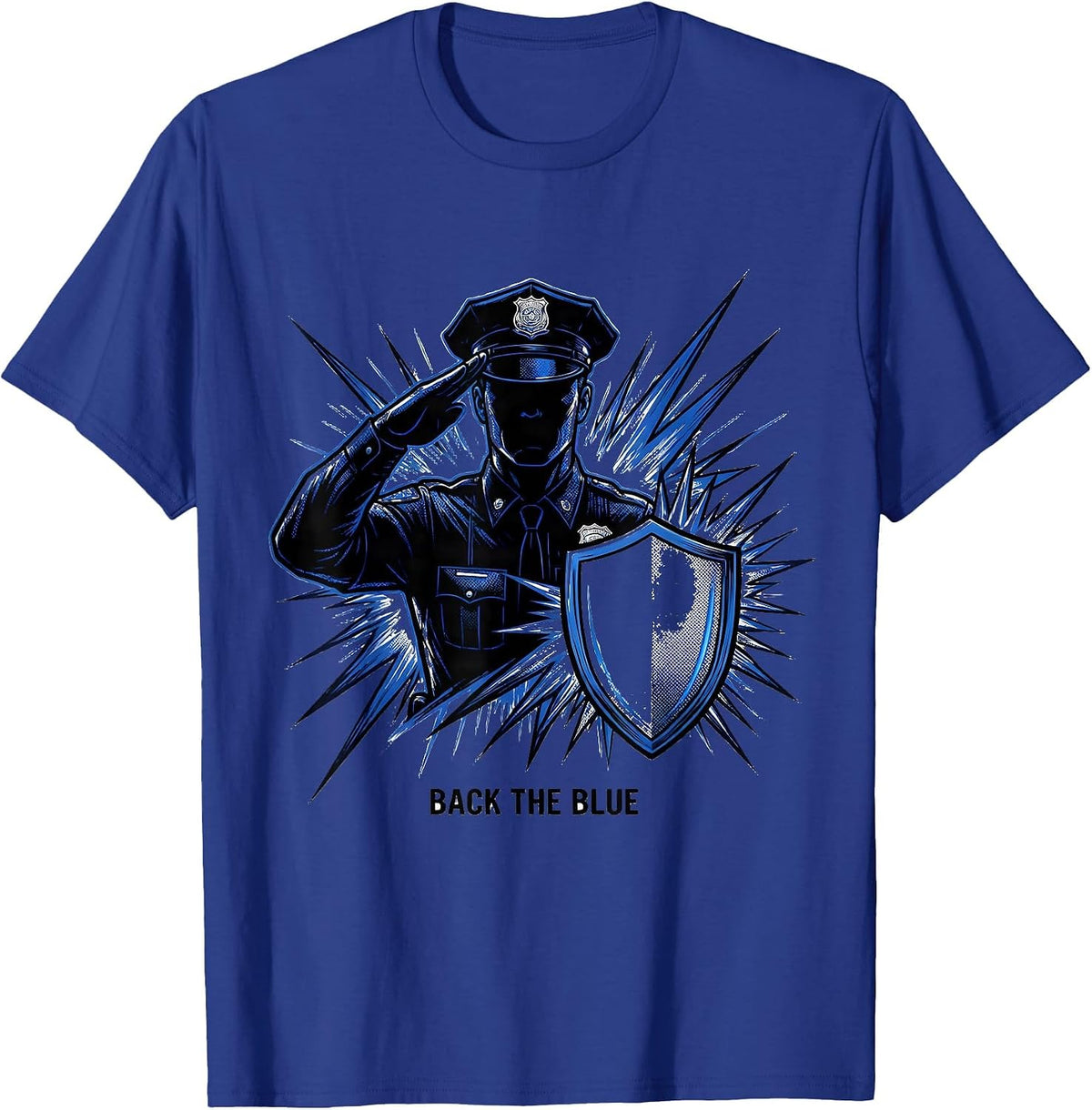 Back The Blue Comic Book Police Support Thin Blue Line T-Shirt - Royal Blue