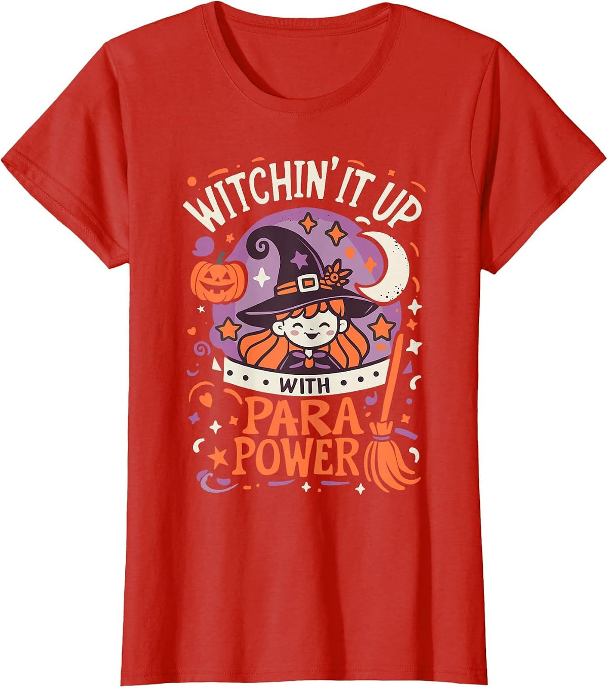 Halloween Team Paraprofessional School Men Women Spooky Fun T-Shirt - Red