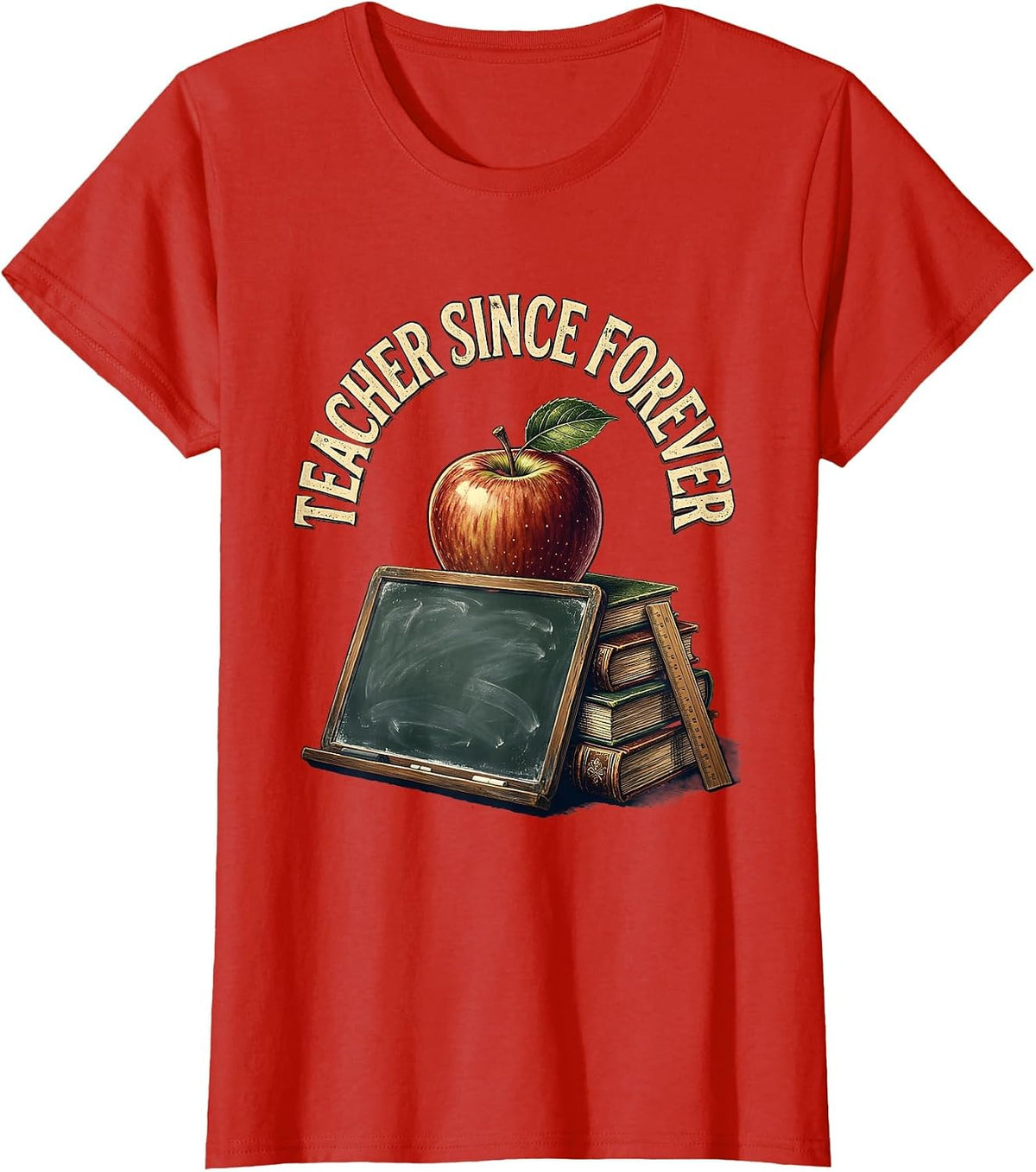 Teacher Since Forever Vintage Design T-Shirt - Red