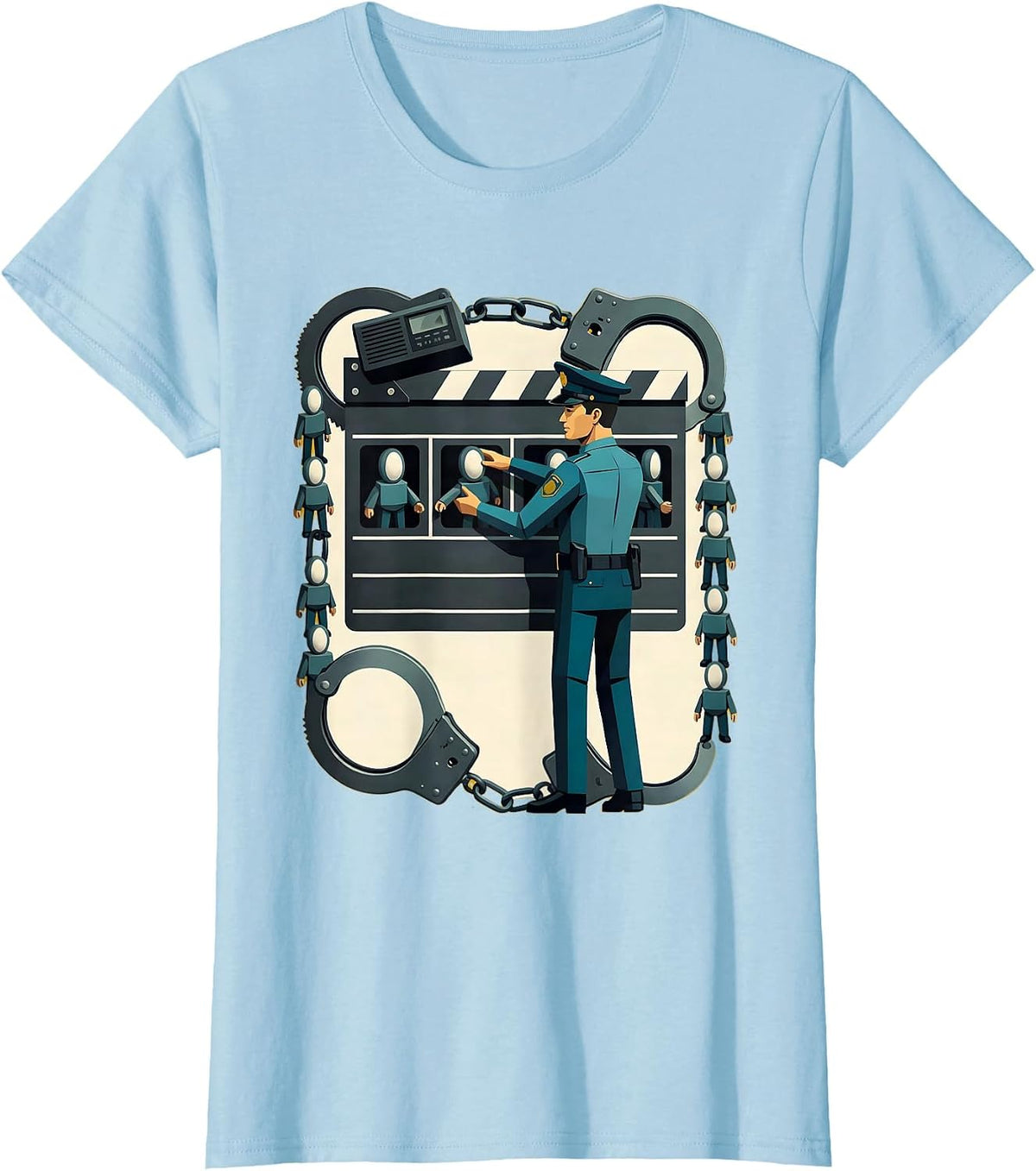 Uniformed Officer Sorting Funny Police Officer Gift T-Shirt - Baby Blue