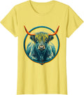 Cute Highland Cow Risograph Scottish Cow Humor T-Shirt - Lemon Yellow