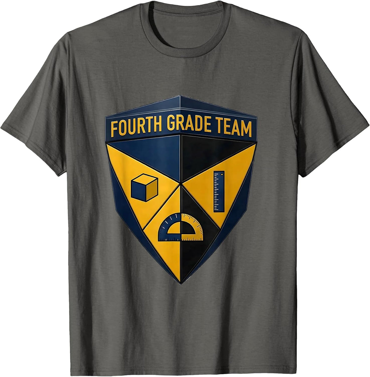 Fourth Grade Team Geometric Teacher Classroom Humor T-Shirt - Asphalt Grey