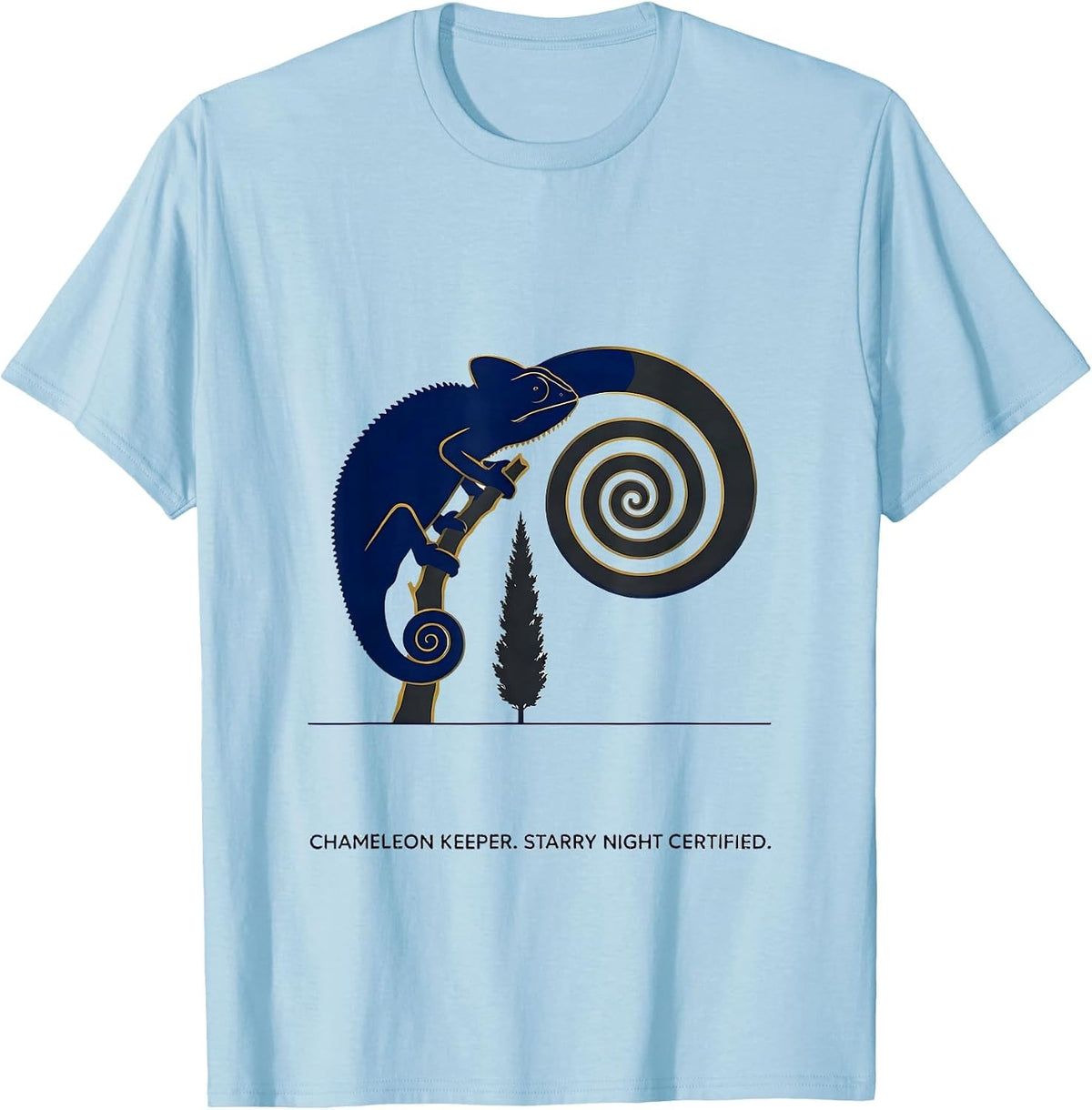 Men's Chameleon Keeper Starry Night Certified Animal Lover T-Shirt - Baby Blue