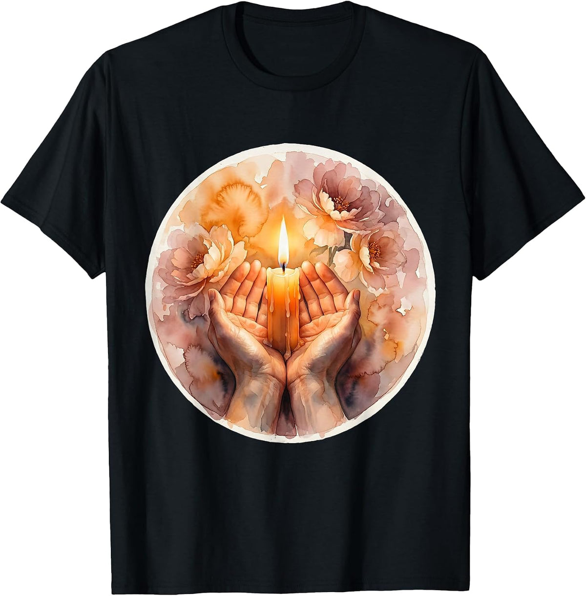 Men's Social Worker Candle Flame Cupped Hand Graphic T-Shirt - Black