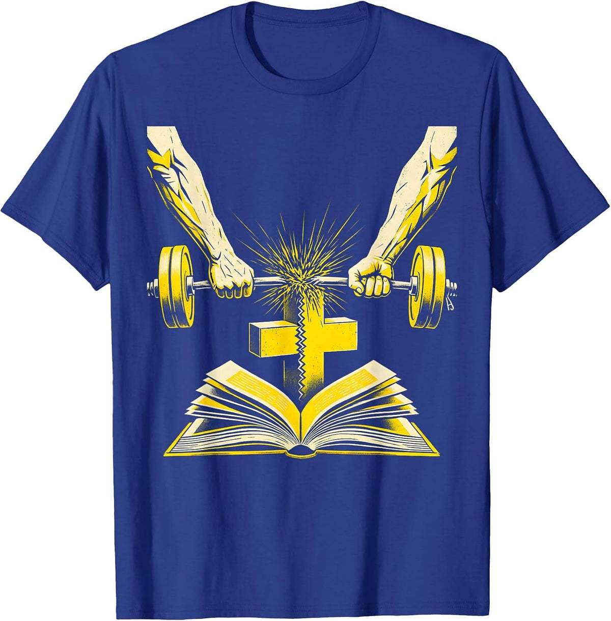 Men's Iron Sharpening Arms Christian Men Gym Workout T-Shirt - Royal Blue
