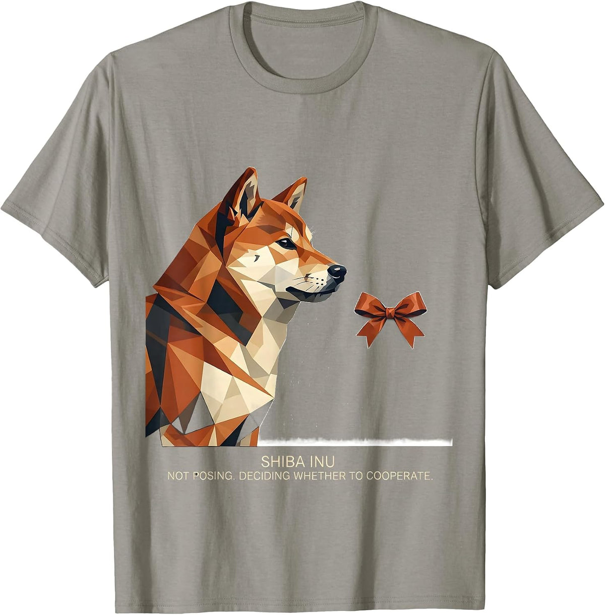 Shiba Inu. Not Posing. Deciding Whether To Cooperate. T-Shirt - Slate Grey
