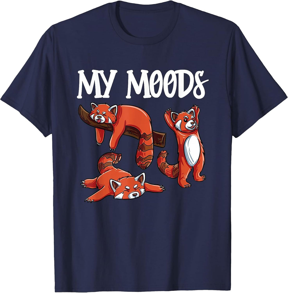 Funny Red Panda Design- Moody Red Panda T-Shirt - Navy Blue