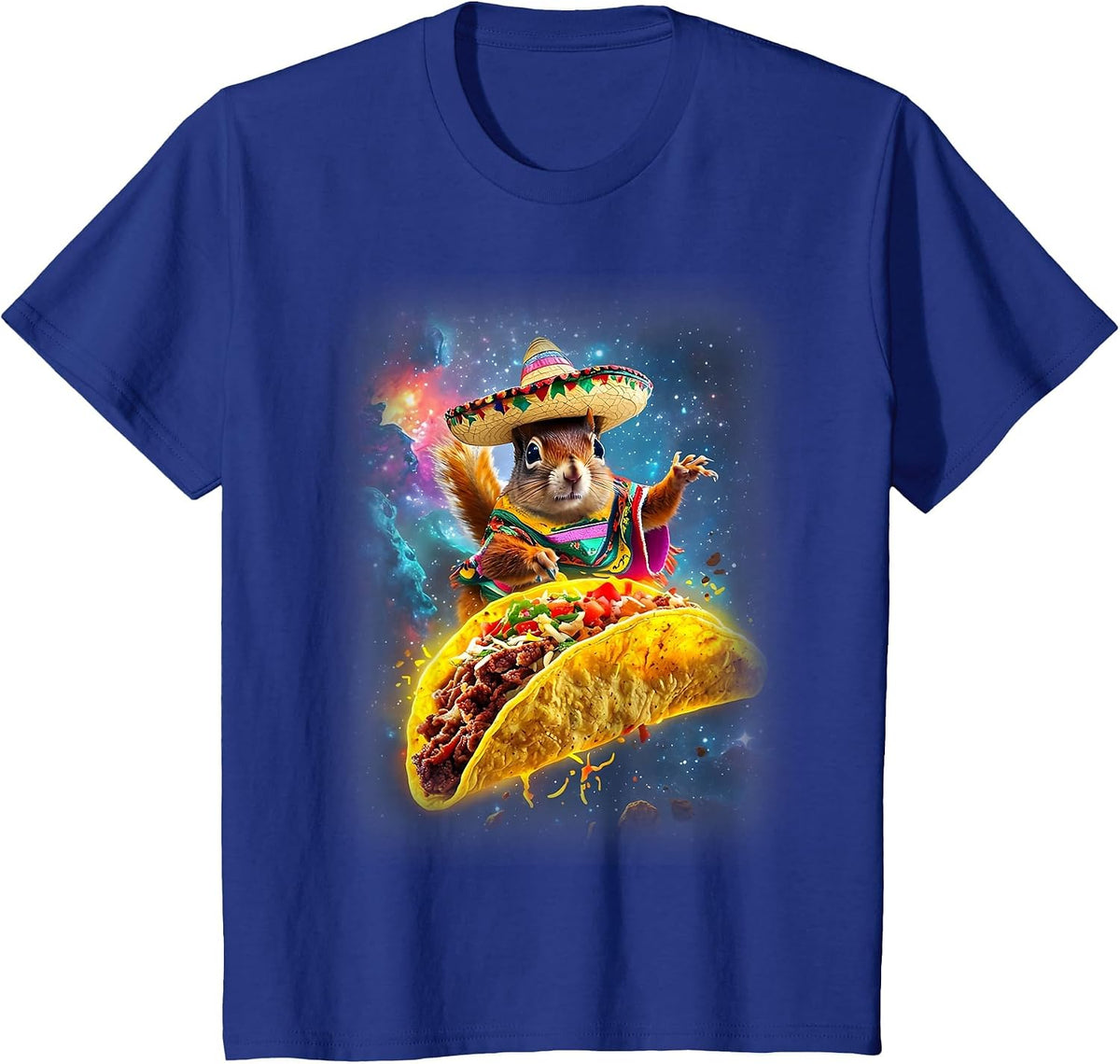 Crazy Space Taco Squirrel Cinco De Mayo Squirrel Sombrero T-Shirt - Royal Blue