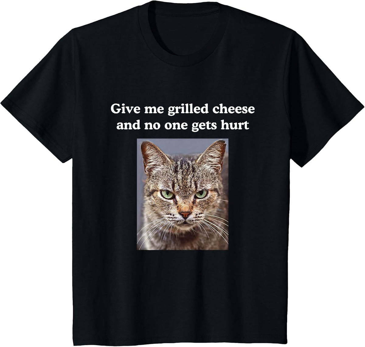Funny Sarcastic Gray Tabby Cats Quote Love Grilled Cheese T-Shirt - Black