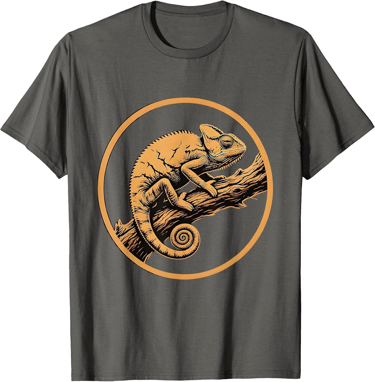 Chameleon Camouflage Tree Bark Nature Art T-Shirt - Asphalt Grey