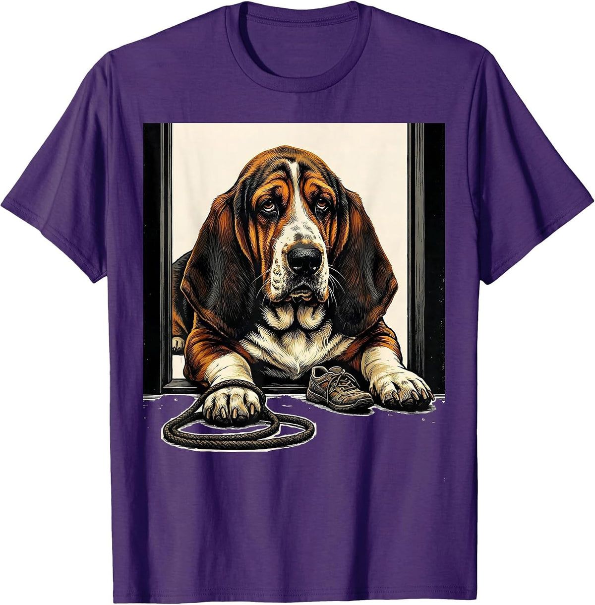 Basset Hound Floor Sprawl Funny Dog Lover Gift T-Shirt - Purple