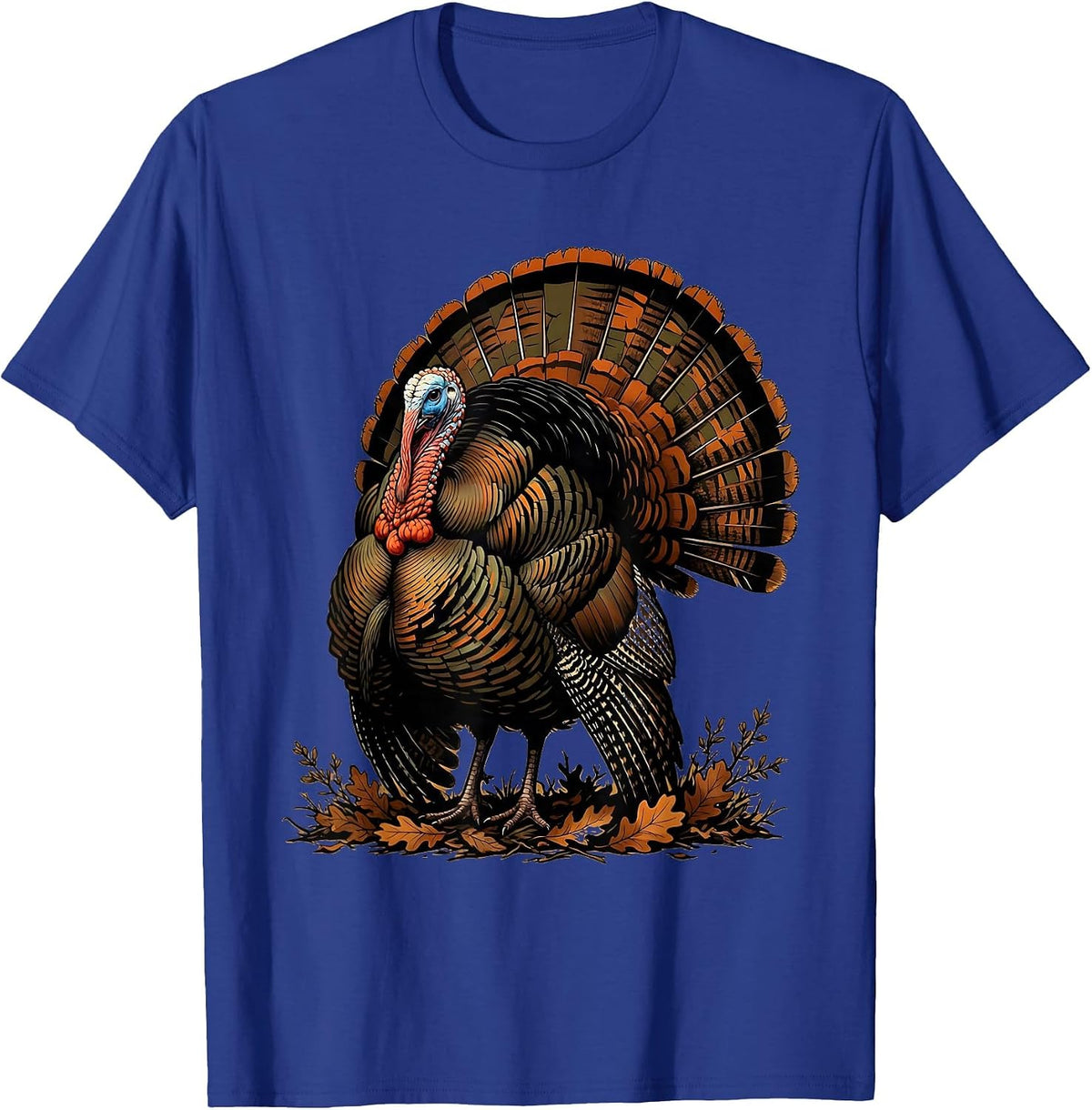 Men's Camo Turkey Strutting Through Autumn Brush T-Shirt - Royal Blue