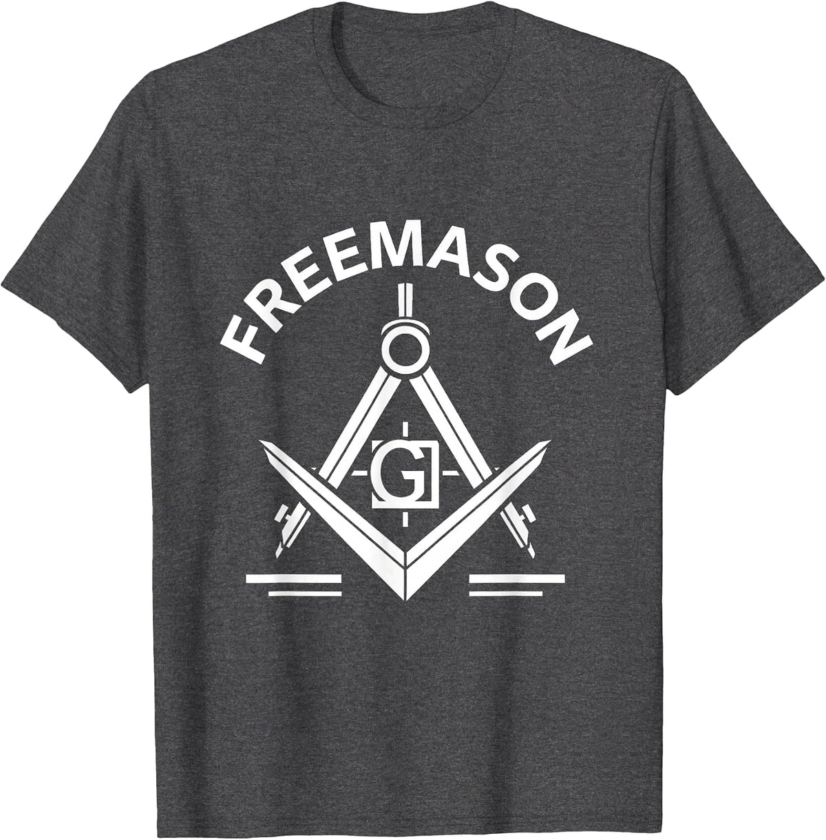 Men's Freemason Monochromatic Square And Compasses Emblem T-Shirt - Dark Heather Grey