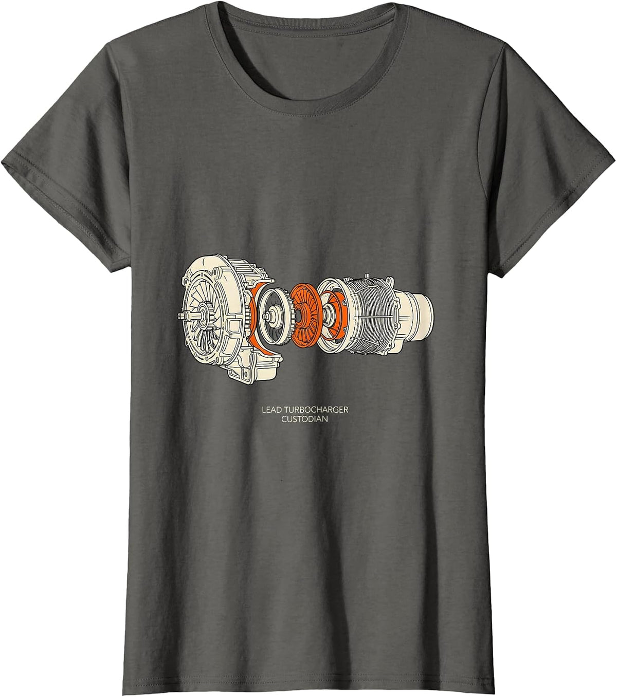 Women's Lead Turbocharger Custodian Funny Car Guy Mechanic Workshop T-Shirt - Asphalt Grey