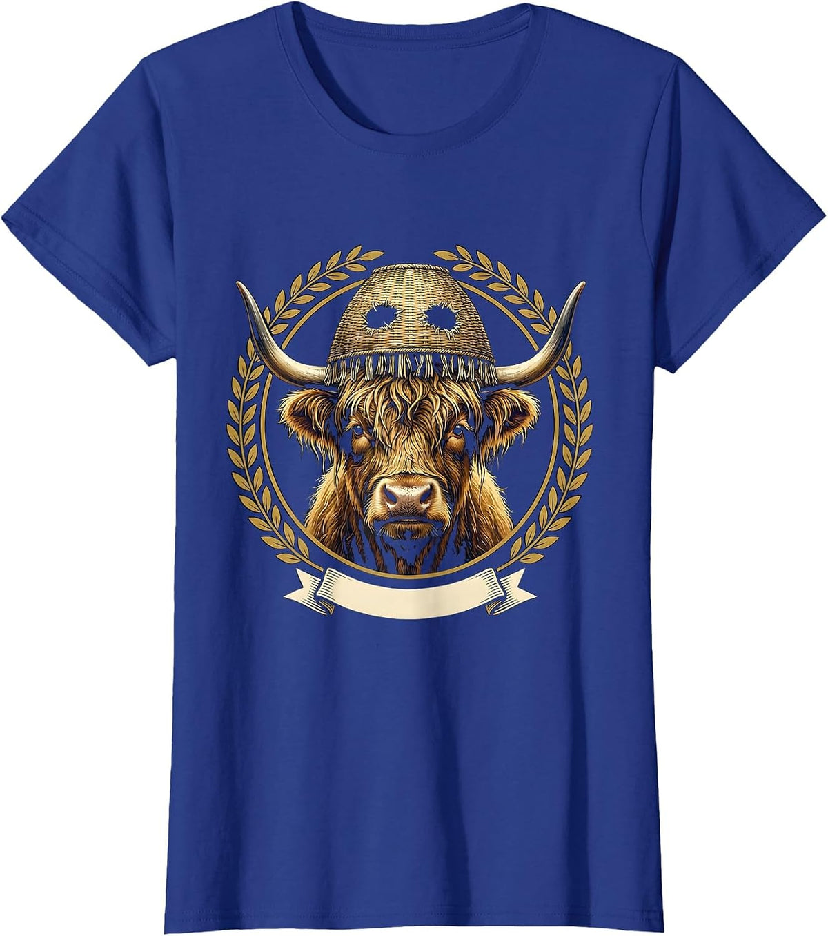 Women's Highland Cow Seal Funny Halloween Farm Animal Humor T-Shirt - Royal Blue