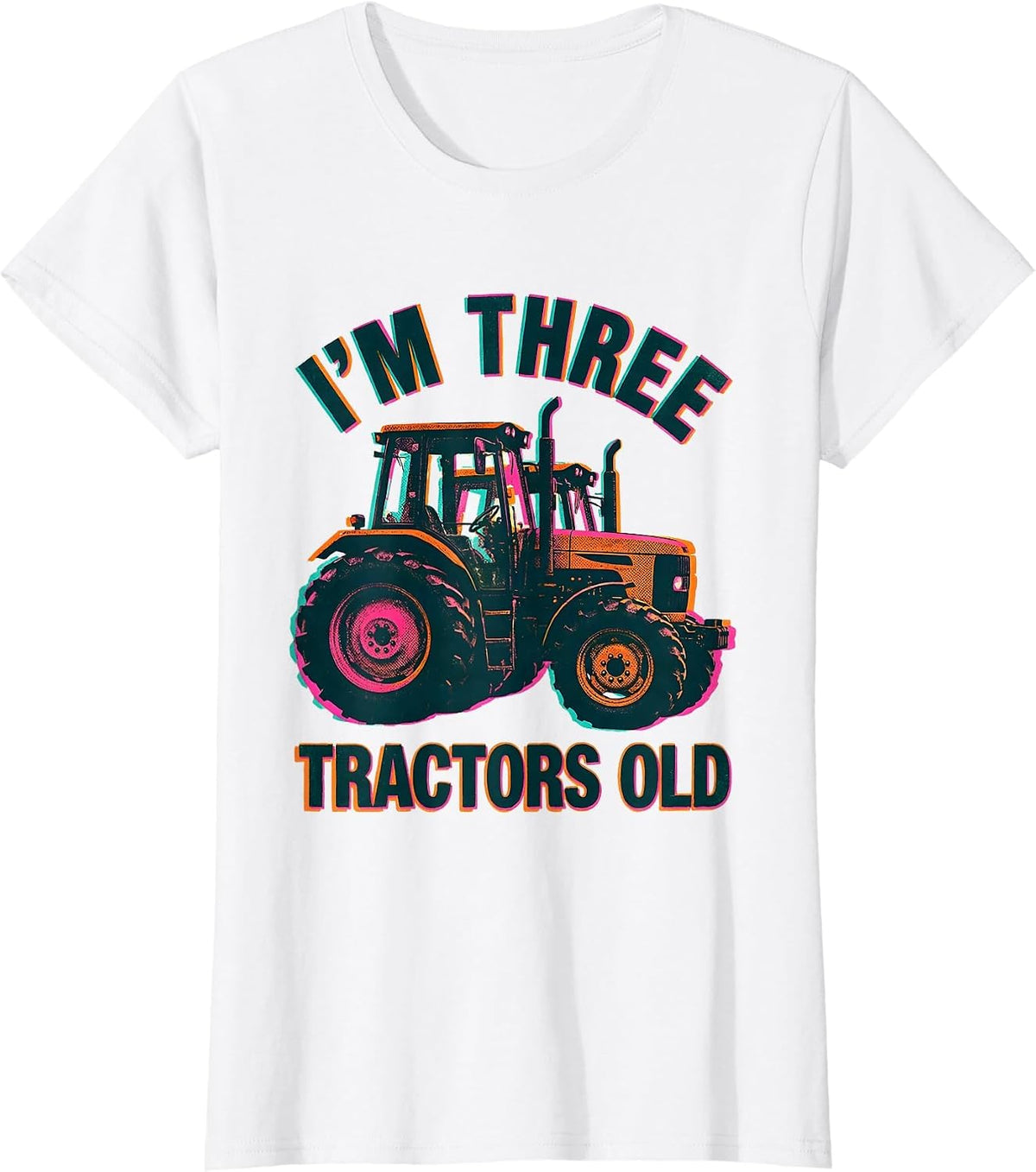 Women's I'm Three Tractors Old Toddler Boy Tractor Lover Birthday T-Shirt - White