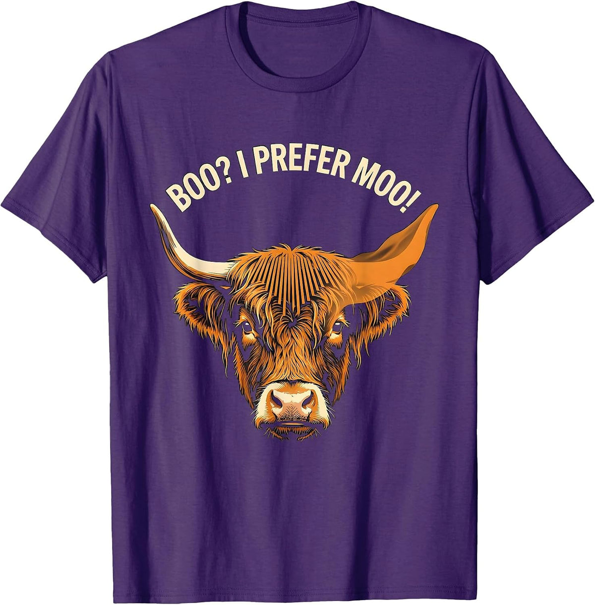 Men's Boo? I Prefer Moo! Funny Highland Cow Halloween Fall T-Shirt - Purple