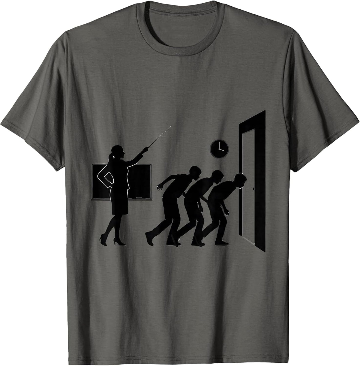 Men's Teacher Silhouette School Day Staff Gift Back To School T-Shirt - Asphalt Grey