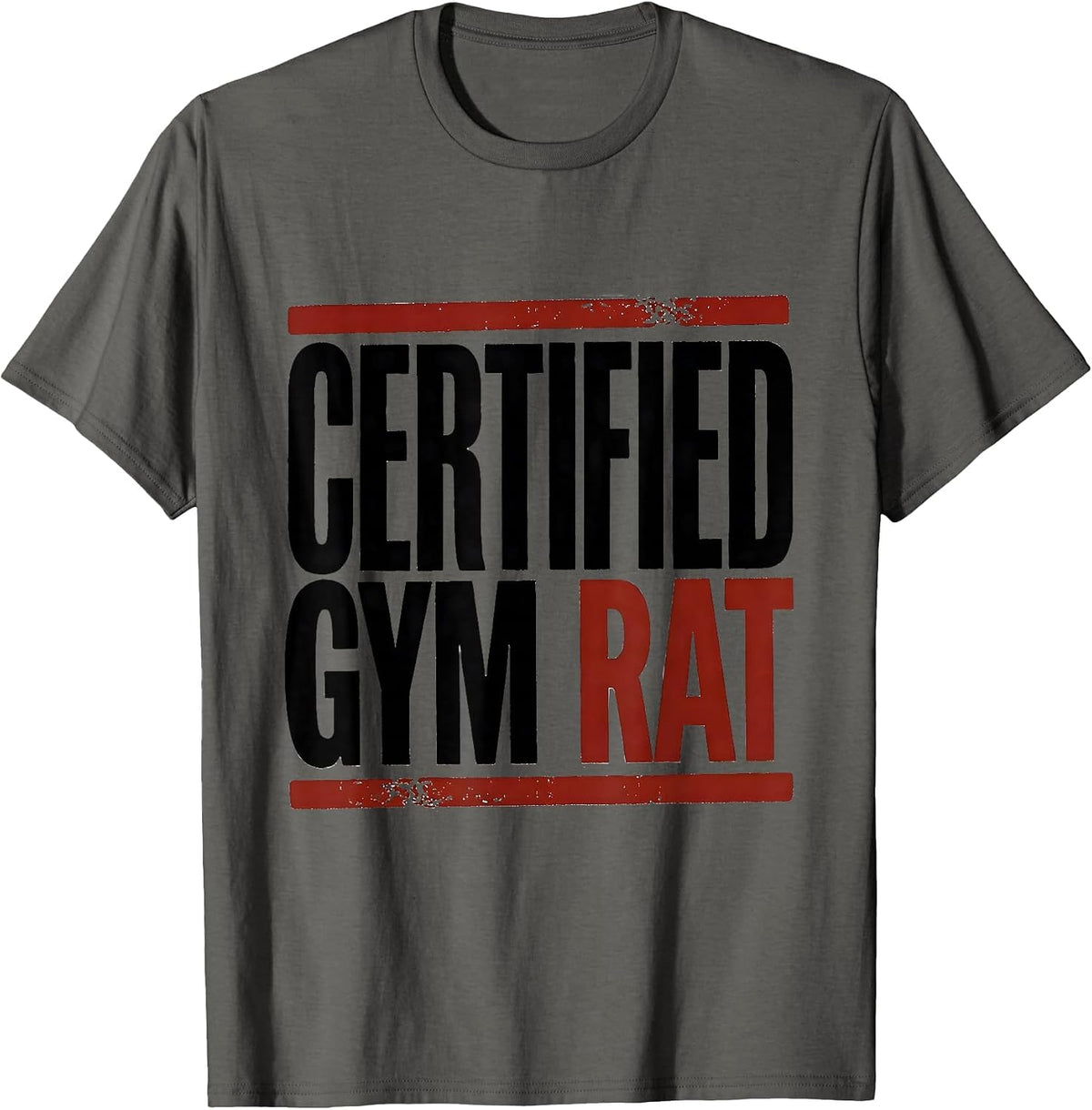 Certified Gym Rat Bold Motivational Streetwear Typography T-Shirt - Asphalt Grey
