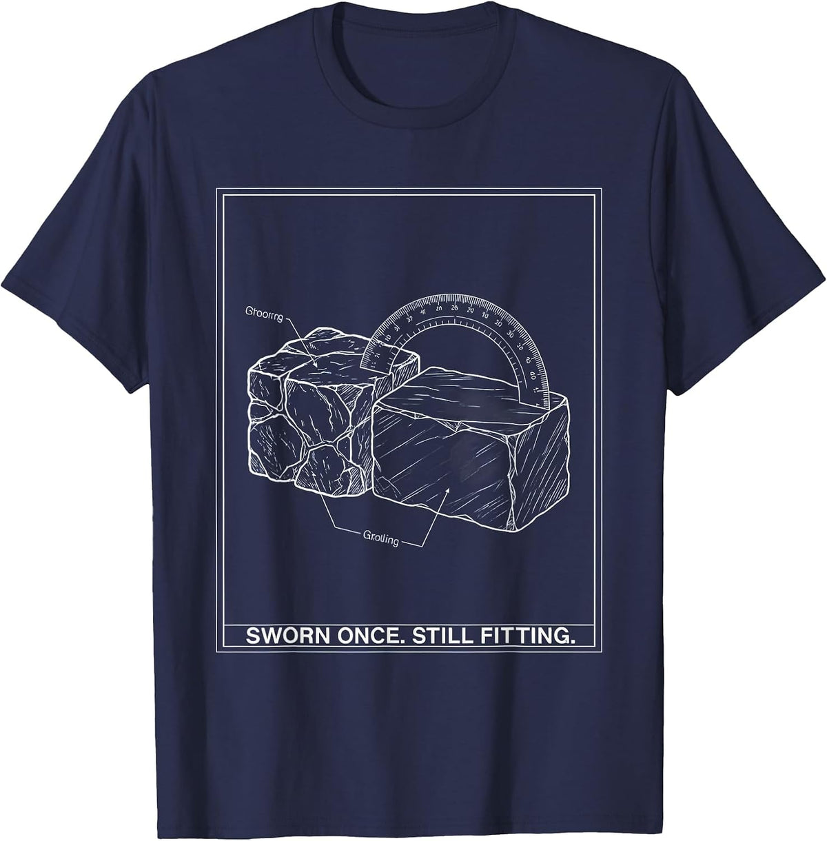 Sworn Once Still Fitting Freemason Square & Compass T-Shirt - Navy Blue