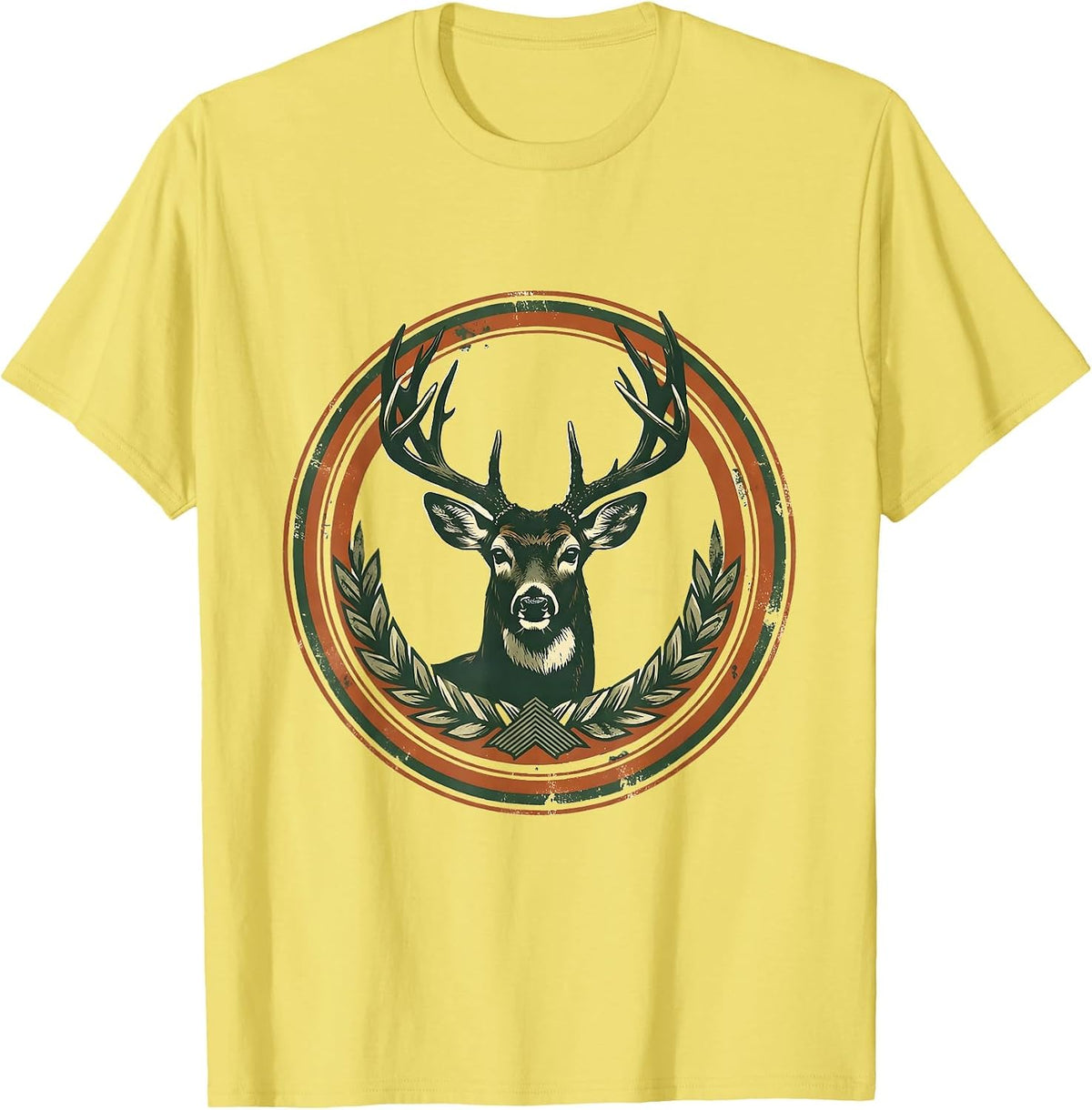 Men's Whitetail Head Vintage Deer Hunting Dad Gift T-Shirt - Lemon Yellow