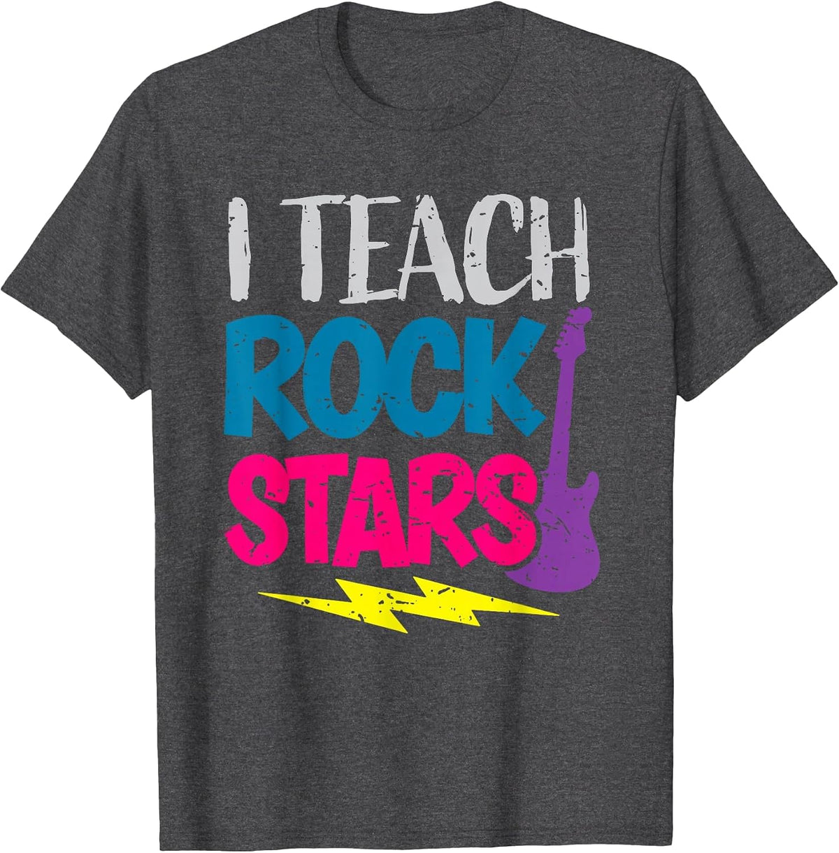 I Teach Rockstars Tee Orchestra Music Teacher Back to School T-Shirt - Dark Heather Grey