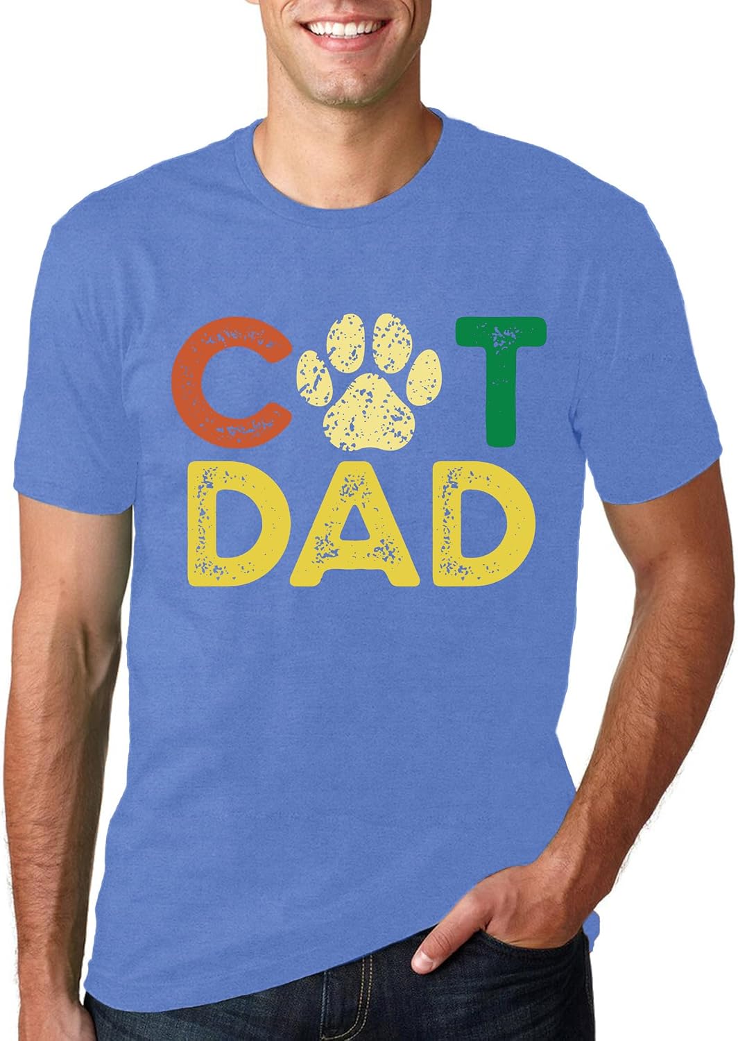 Dad Shirts for Men Funny Dog Cat Dad T-Shirts Fathers Day Tee for Daddy Papa Birthday Tops - Skyblue