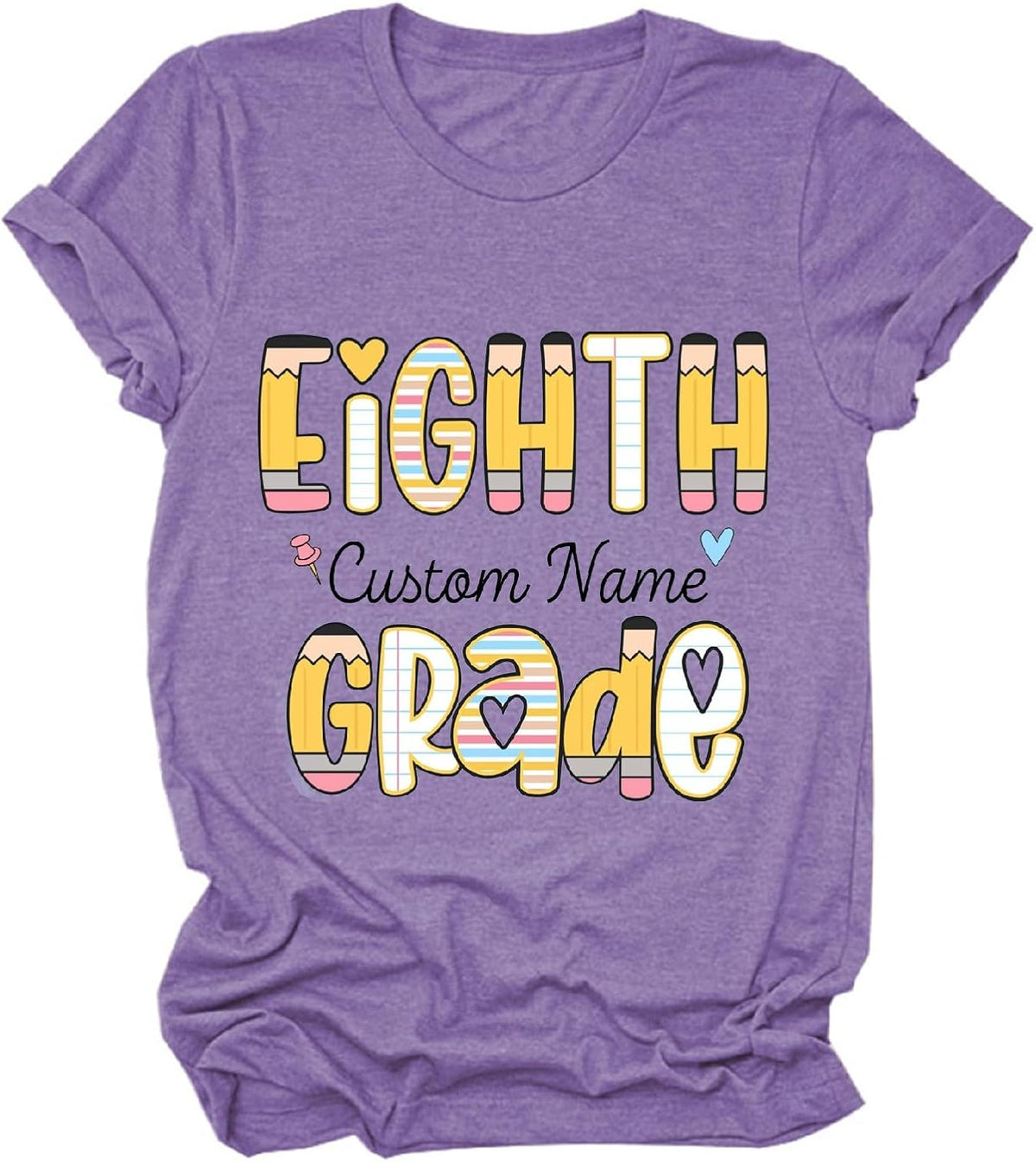 Custom Teacher Shirts Women Personalized Name Graphic Tees Short Sleeve T-Shirt Customized School First Day Tshirt - 8th