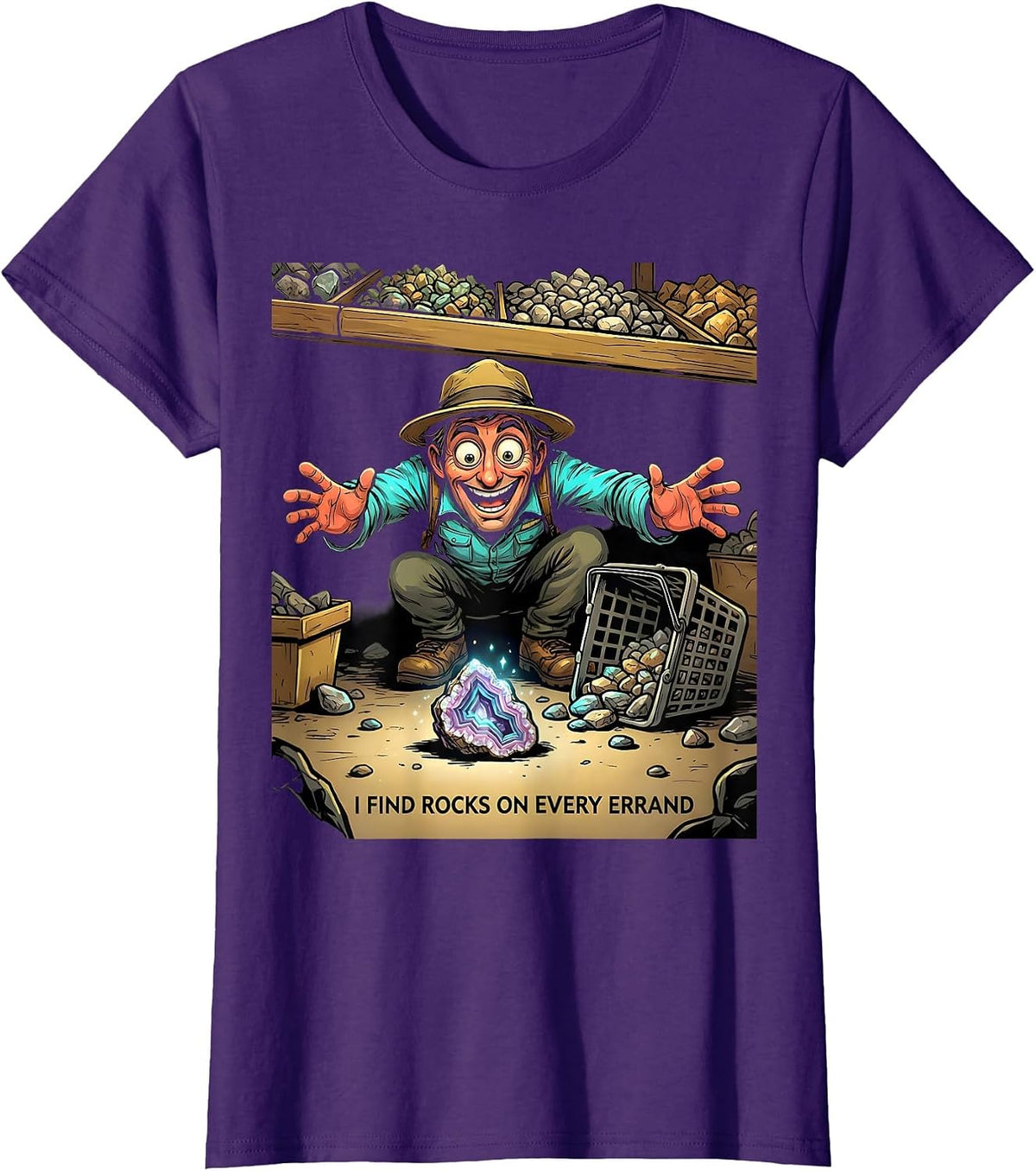 Women's I Find Rocks On Every Errand Funny Rock Collector Geology T-Shirt - Purple