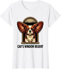 Women's Cav's Window Regent Cartoon Cavalier King Charles Spaniel T-Shirt - White