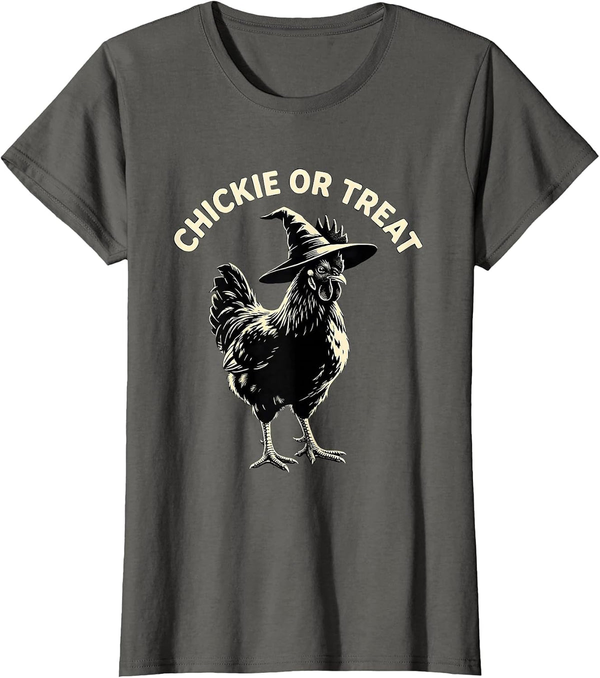 Women's Chickie Or Treat Funny Chicken Halloween Costume Farm Lover T-Shirt - Asphalt Grey