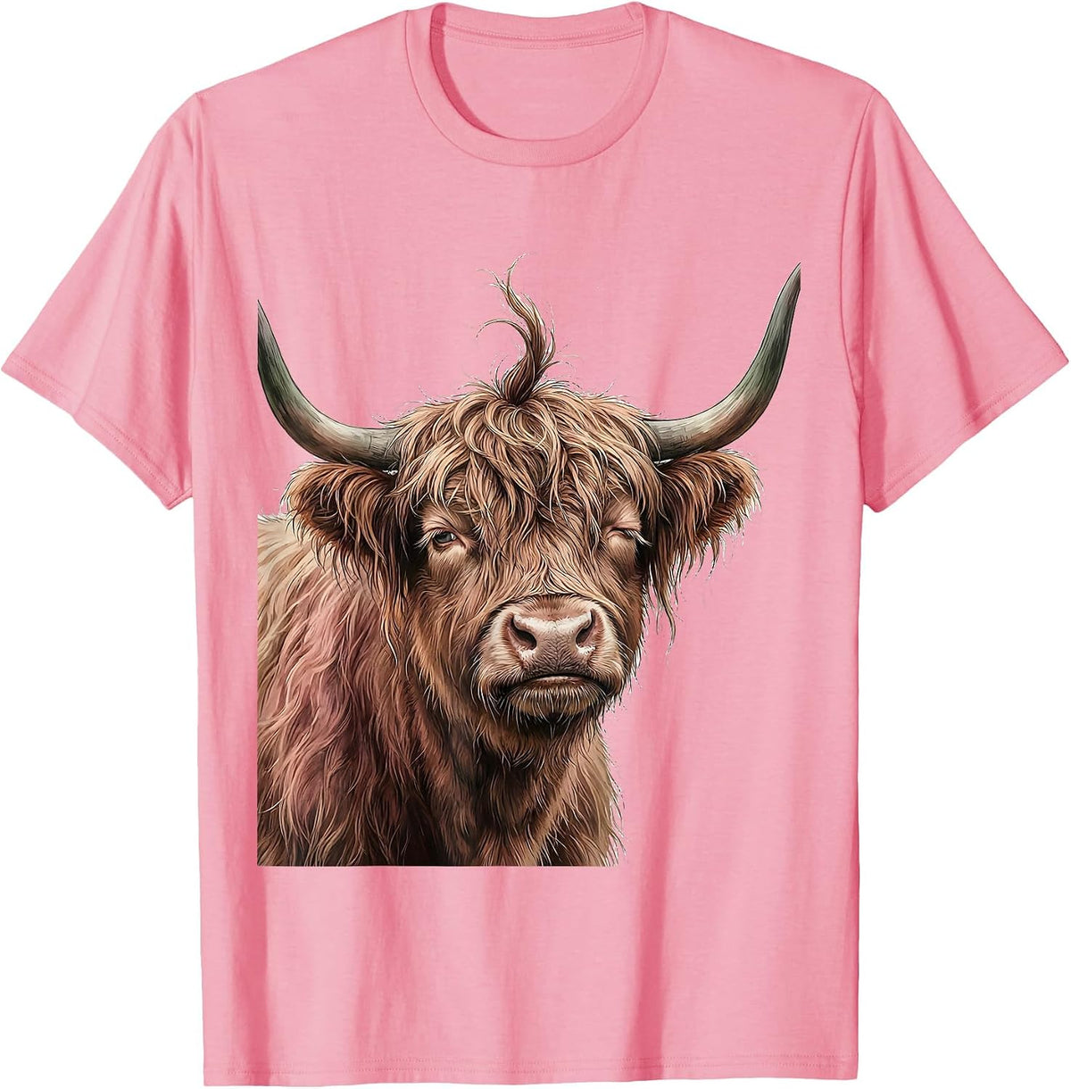 Men's Highland Cow Farm Humor Funny Cow Lover Gift T-Shirt - Pink