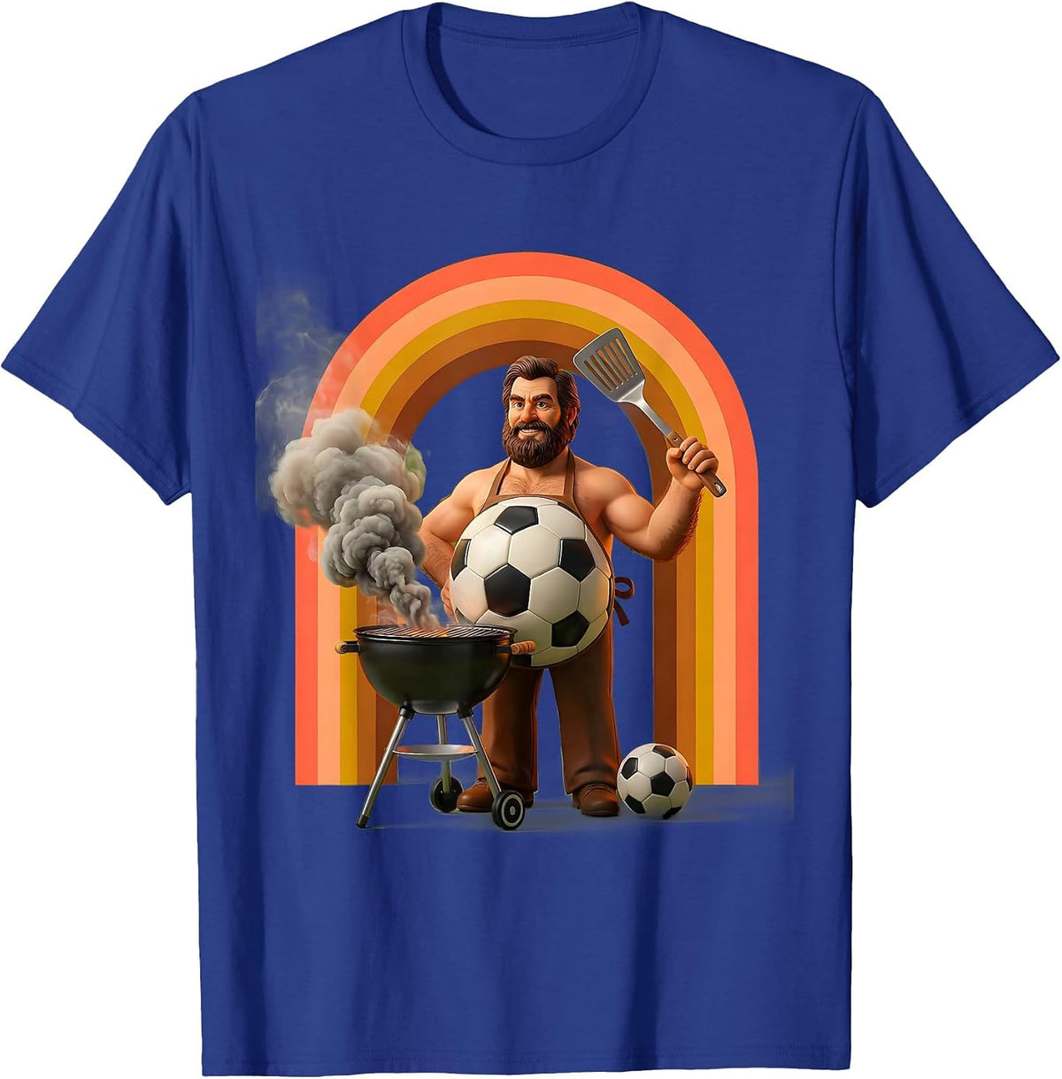Soccer Dad Grilling Apron Graphic Tee T-Shirt - Royal Blue
