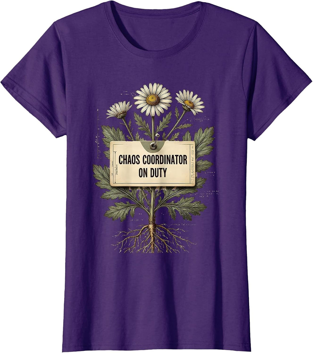 Women's Chaos Coordinator On Duty Mom Design T-Shirt - Purple