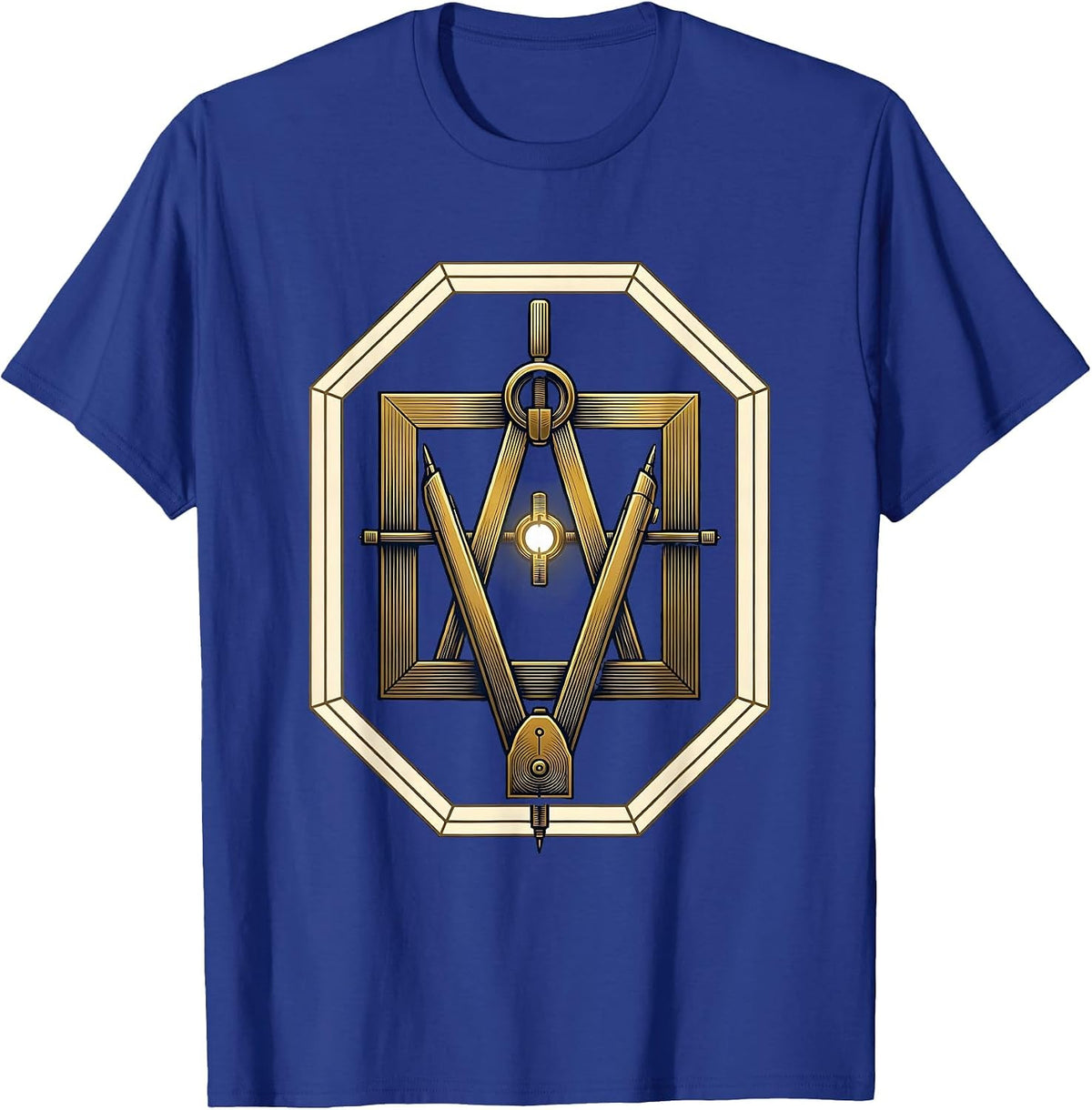 Square and Compass Freemason Emblem Fraternal Pride T-Shirt - Royal Blue