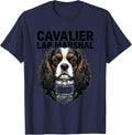 Cavalier Lap Marshal Funny Cavalier King Charles Spaniel T-Shirt - Navy Blue