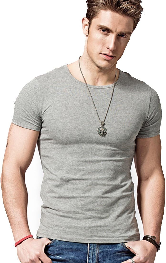 Mens Short Sleeves T-Shirts Crew-Neck（2pack, 3pack） - Grey