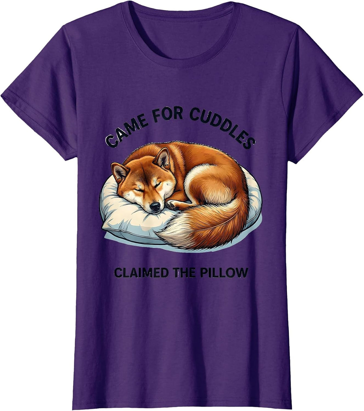 Women's Came For Cuddles, Claimed The Pillow Shiba Inu Sleepshirt T-Shirt - Purple