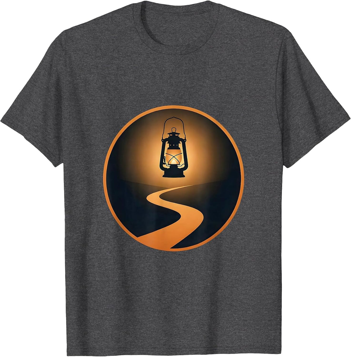 Social Worker Lantern Foggy Path Illustration T-Shirt - Dark Heather Grey