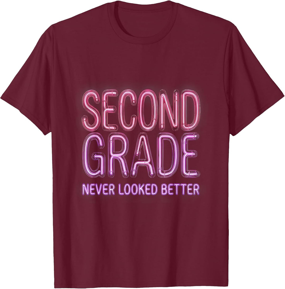 Second Grade Never Looked Better Girls Design T-Shirt - Burgundy