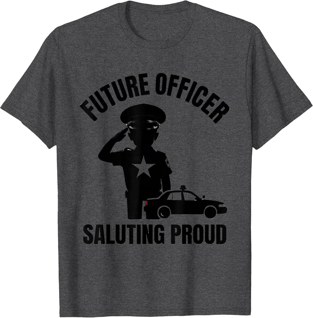 Future Officer Saluting Proud Kids Police Officer Costume T-Shirt - Dark Heather Grey