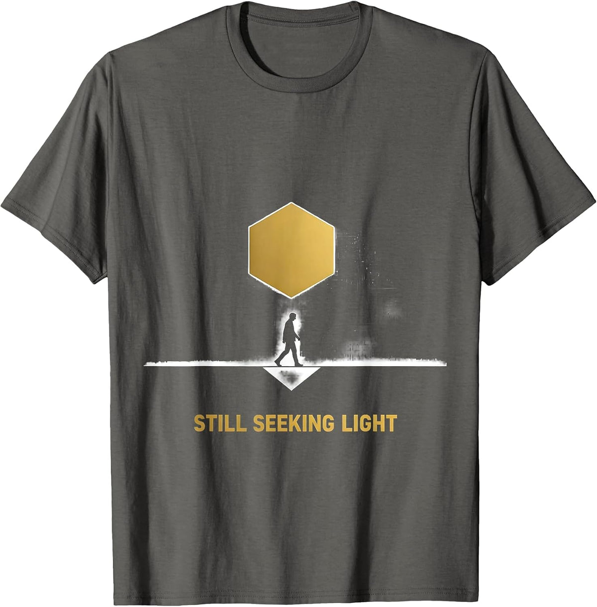 Men's Still Seeking Light Geometric Masonic Brotherhood Freemason T-Shirt - Asphalt Grey