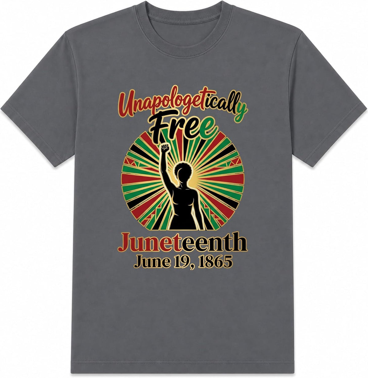Unapologetically Free Juneteenth Black Pride Freedom June 19 1865 Graphic T-Shirt - Dark Heather