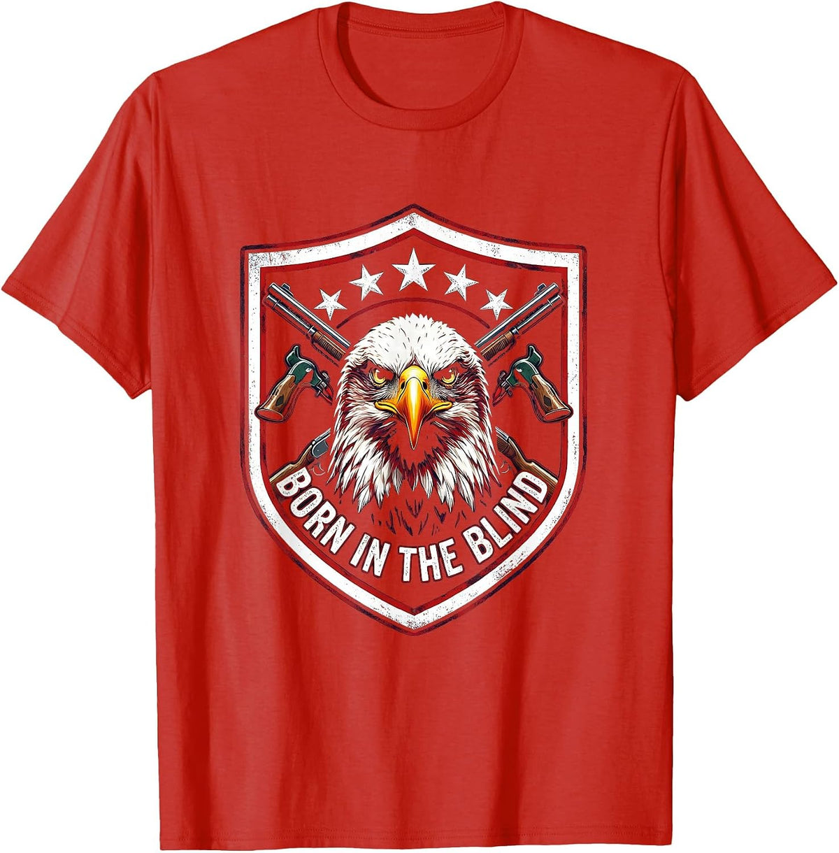 Men's Born in the Blind Duck Camo Hunting Design T-Shirt - Red
