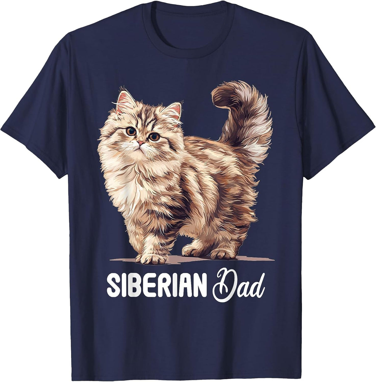 Siberian Cats Siberian Cat Dad T-Shirt - Navy Blue