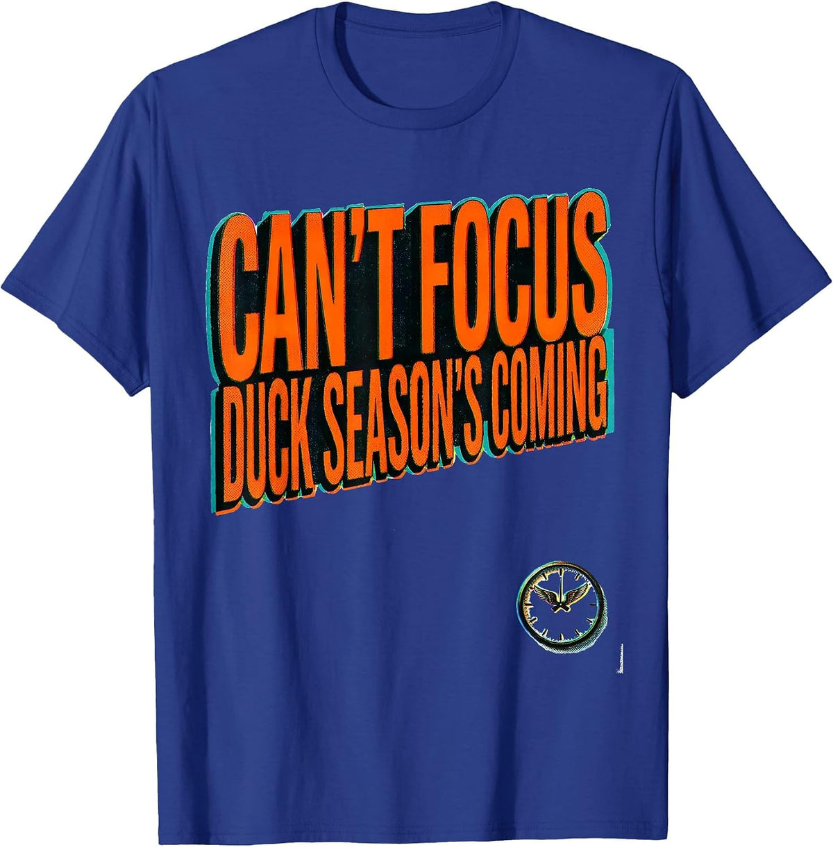Men's Can't Focus Duck Season's Coming Riso Hunting Youth T-Shirt - Royal Blue