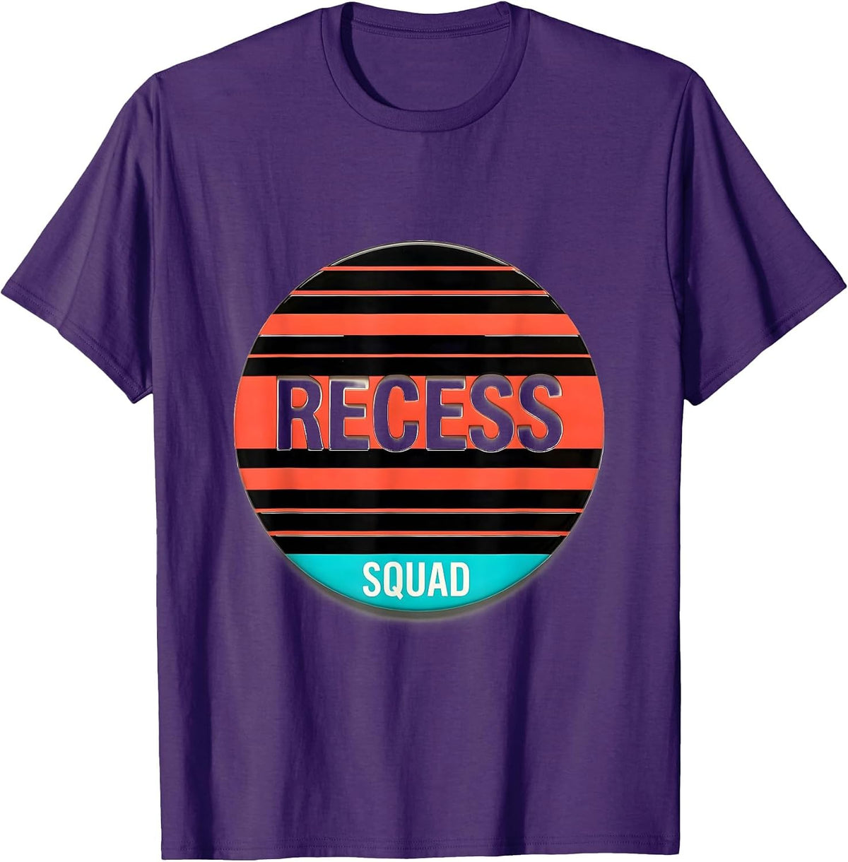 Recess Squad Disrupted Stripe Graphic Back To School Staff T-Shirt - Purple